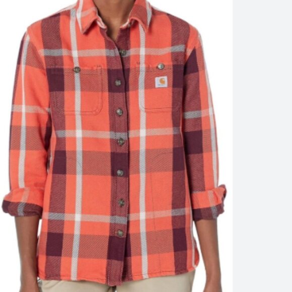 SALE new Carhartt Rugged Flex Loose Fit Heavyweight COTTON Flannel Shirt 253 T12 - Picture 3 of 6